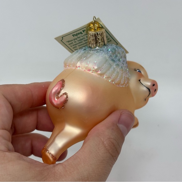 Old World Christmas Flying Pig Glass Ornament NWT - Picture 2 of 5